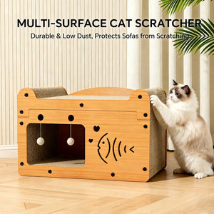 Fish shape cardboard cat scratching lounge for indoor cats