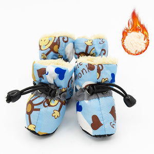Fleece lined monkey dog shoes for cozy paw coverage