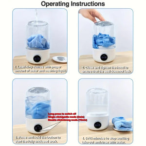 Compact portable washer with 1.2L capacity for delicate laundry at home or while traveling