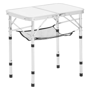 Adjustable height outdoor folding table for travel and fishing