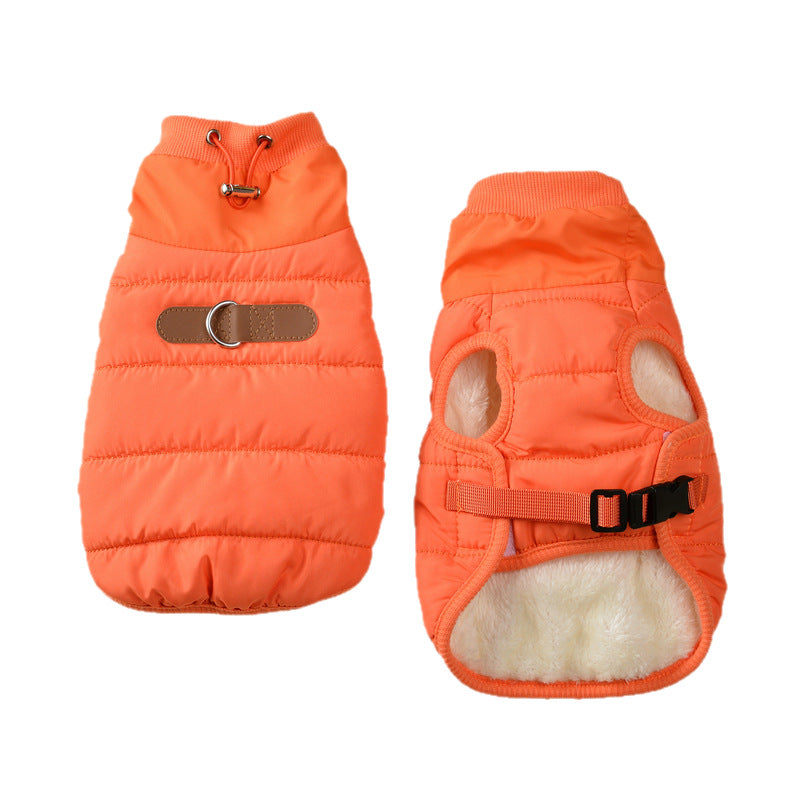 Orange Cotton Dog Jacket for Cold Weather Walks
