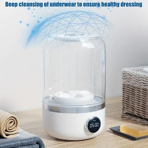 Cordless portable washing machine designed for apartments, dorm rooms, RVs, and camping trips