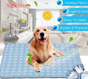 Ice silk cooling pet mat lifestyle shot on floor