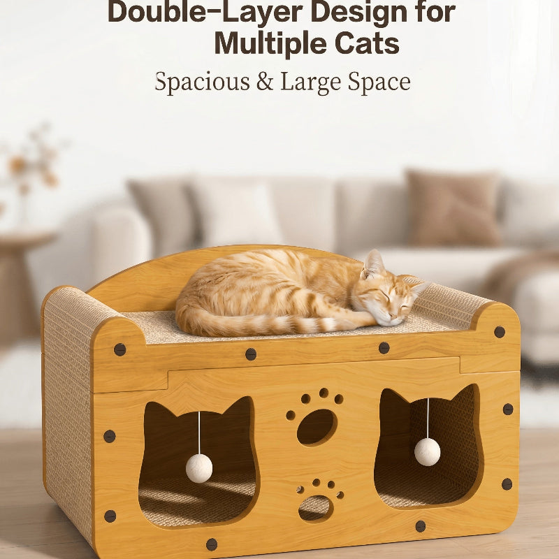 Two Tier Cat Villa Bed With Cave