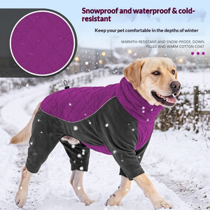 Warm teddy fleece dog coat with four leg coverage for winter