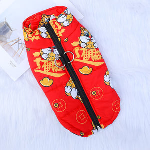 Cute cartoon warm dog clothing for winter walks
