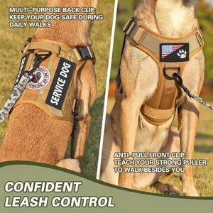 Tactical dog harness vest with metal buckle closure