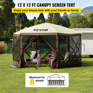 6 sided camping gazebo screen tent outdoor setup