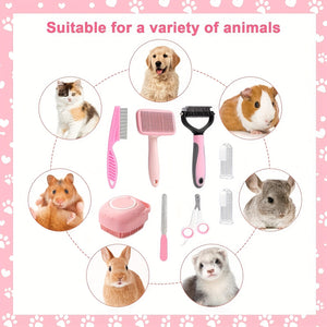 8-Piece Dog Grooming Kit with Multiple Pet Care Tools