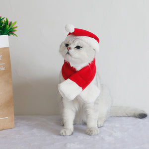Christmas bell scarf and hat set for pets