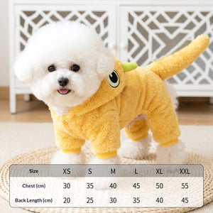 Yellow big-eyed dragon winter dog clothes
