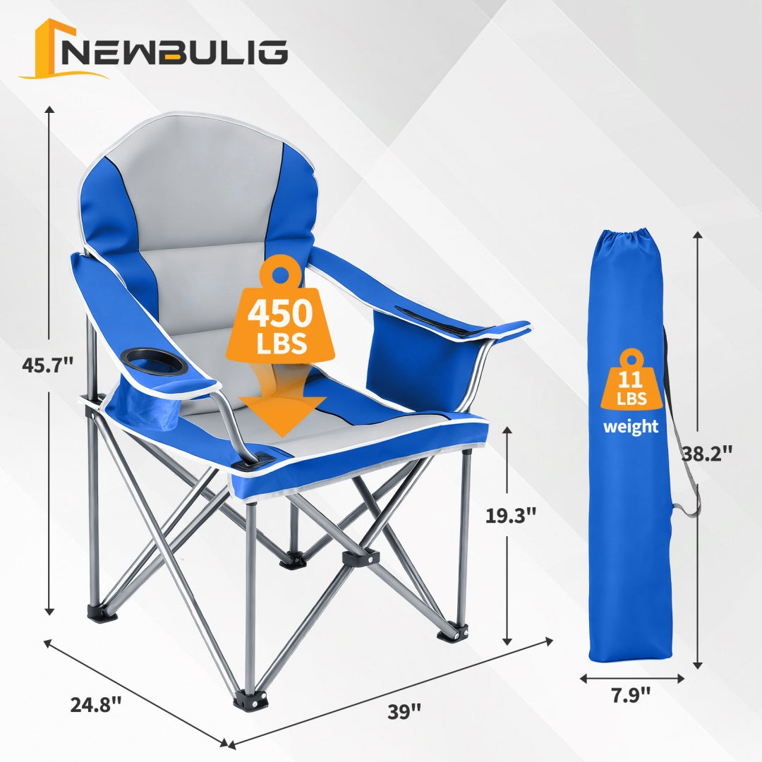 heavy duty camping chair 500lbs capacity steel frame