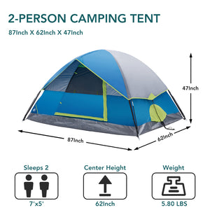 2 person camping dome tent waterproof outdoor setup