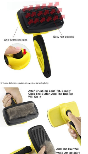 cat and dog being groomed with self cleaning brush for smooth coat