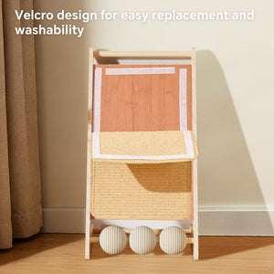 Cat scratcher with hanging teaser ball toys