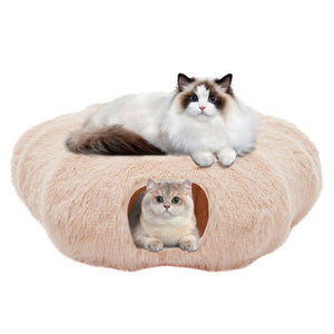 cat tunnel bed with peekaboo design for playful indoor cats