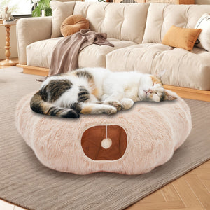 cozy cat cave tunnel bed for sleeping and hiding