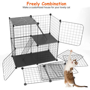 Detachable modular cat playpen for indoor pets