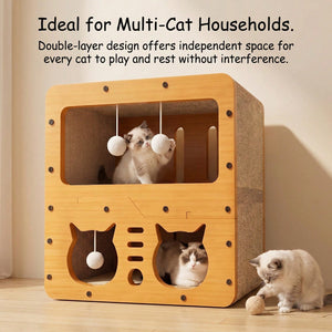 Cat Furniture With Hanging Toy And Hideaway