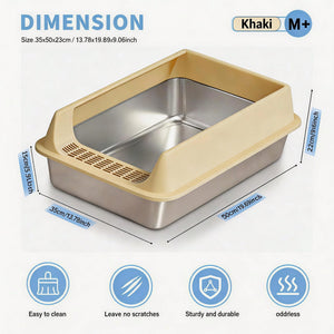 Premium Stainless Steel Open Top Cat Litter Box