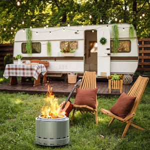 efficient wood burning smokeless fire pit for outdoor gatherings