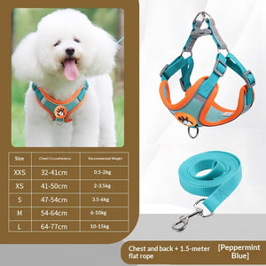 Mint Blue Vest-Style Harness for Small Breed Dogs