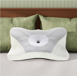 Foam bolster pillow supporting neck and spine alignment
