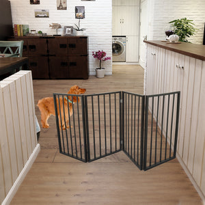 foldable dog gate indoor wooden pet barrier for home safety