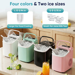 Ice maker with included basket and scoop accessories
