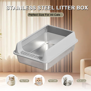 Leak proof stainless steel cat toilet