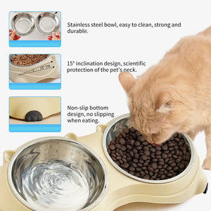 Macaron style pet bowls with dual feeding design