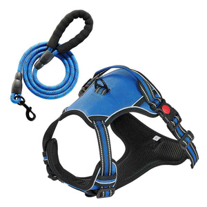 No pull adjustable dog harness for large dogs with leash