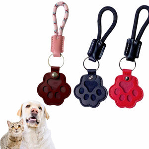 Pet fur memory charm leather keychain with paw design