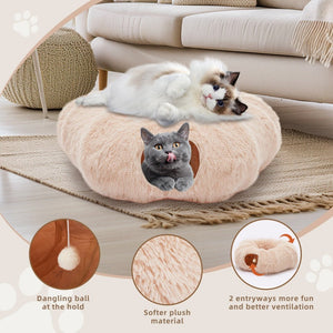 plush cat hideout tunnel bed for relaxing and playing