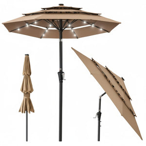 patio umbrella LED lights night solar powered lighting