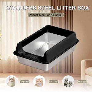 Oversized stainless steel cat litter box