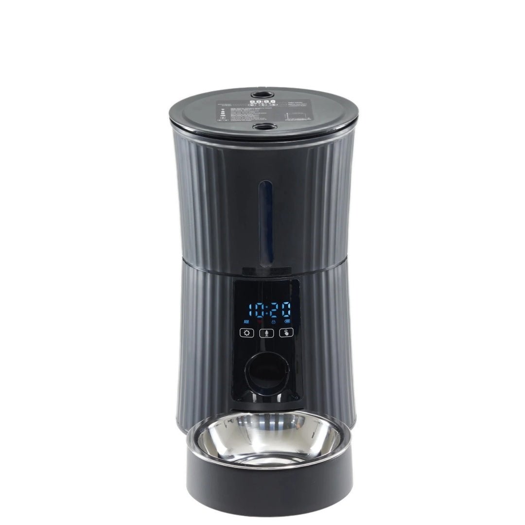 smart pet food dispenser for cats and dogs with scheduled feeding timer