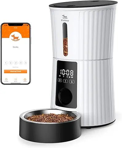 automatic pet feeder with stainless steel bowl portion control feeding system