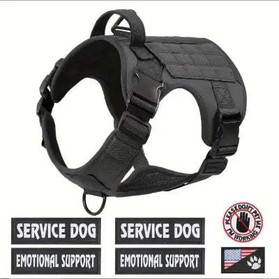 Tactical service dog harness vest with metal buckle