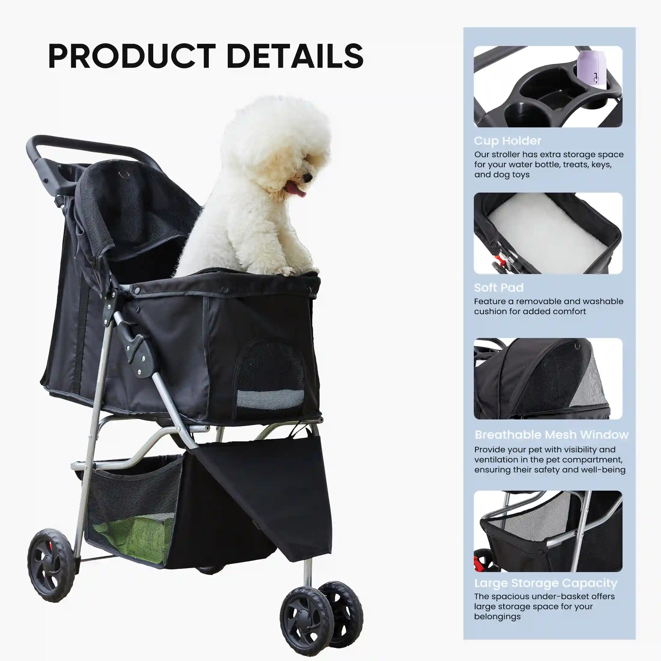 foldable dog stroller lightweight pet pram for travel and daily walks