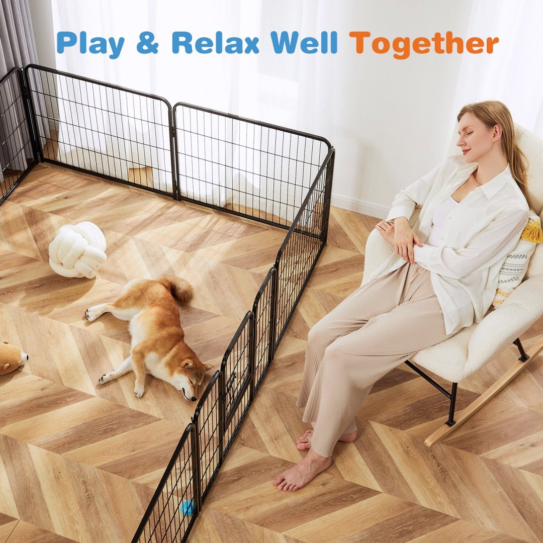 Heavy-duty metal dog playpen with door