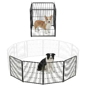 Portable metal dog playpen fence for indoor and outdoor pet safety