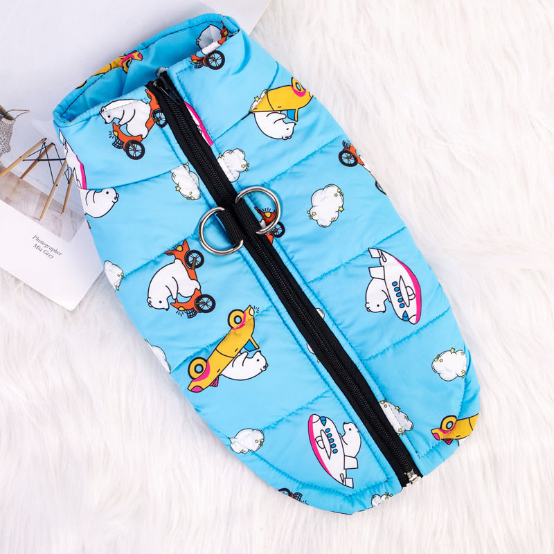 Cyan tiger print dog winter clothes
