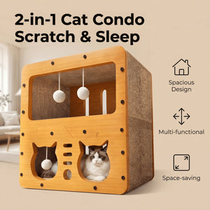 Double Layer Wooden Cat House