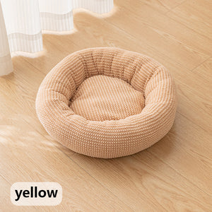 Vacuum packed pet bed expanding into a fluffy cushion