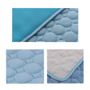 Ice silk cooling pet mat shown in gray color variant