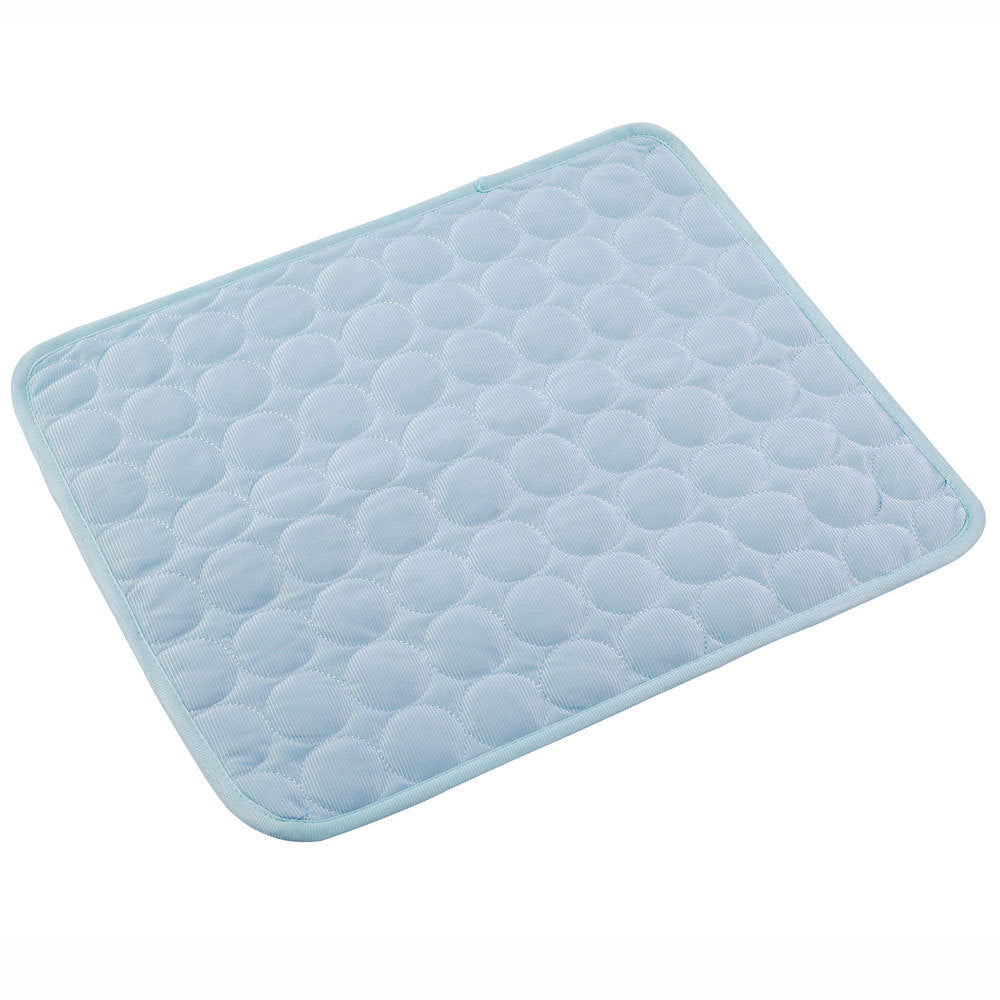 Ice silk cooling pet mat shown in light blue color variant