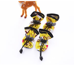 Blue monkey design dog shoes with soft bottoms