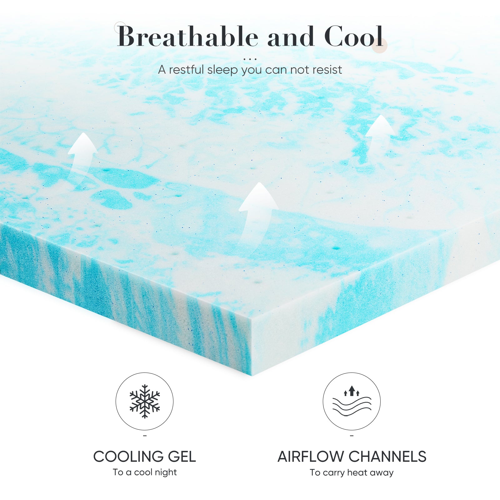 Luxury gel memory foam mattress topper compressed packaging and easy setup