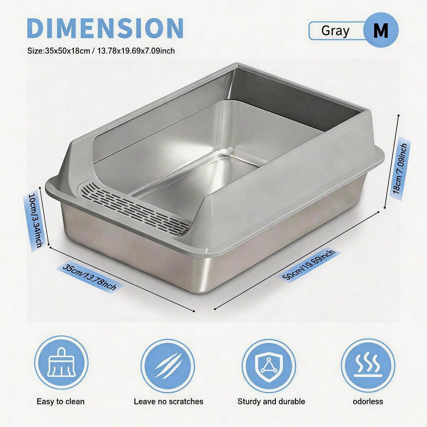 Easy To Clean Stainless Steel Litter Box